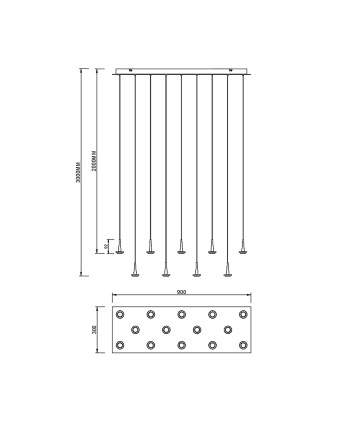 ANDRÓMEDA * Colgante Cuadrado 14xLED 5W 3000K W/T Cristal